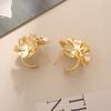 Luxury Niche Design Flower Earrings: Trendy Metal Style Studs, Elegant & Versatile for Women