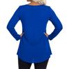 Ladies' Casual And Fashionable Round Neck Collar Lace Long Sleeved Solid Color T-shirt Plus Size Top