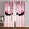 Curtains Window Treatment Print Pink Eyelashes Versatile Polyester Without Rod All Bedroom Living Set Of 2 Made Decor