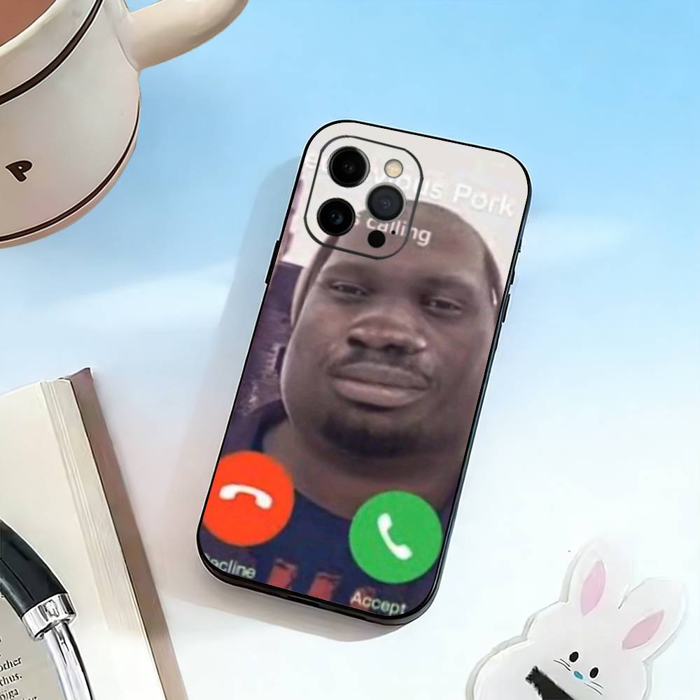 D-John Pork is Calling. Answer Call Phone Case For iPhone 17, 16,15,14,13,12,11 Plus,Pro Max, Others Soft Black Cover