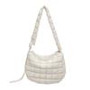 Stylish Puffer Quilted Satchel Women's Padded Lightweight Zippered Crossbody Shoulder Bag for Travel Shopping And Work  White