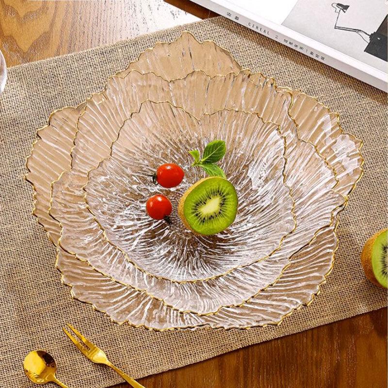 Petal-Shaped Glass Fruit Tray Set
