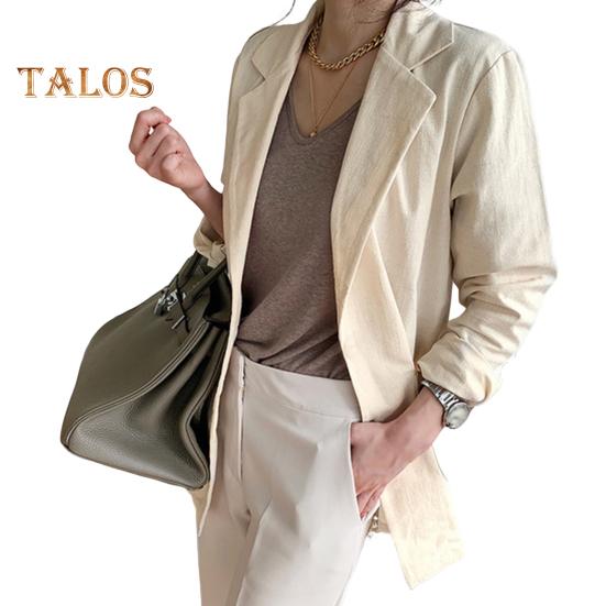 

Женский повседневный пиджак на одной пуговице из хлопка и льна с длинным рукавом, повседневный рабочий пиджак на весну и лето S абрикосовый