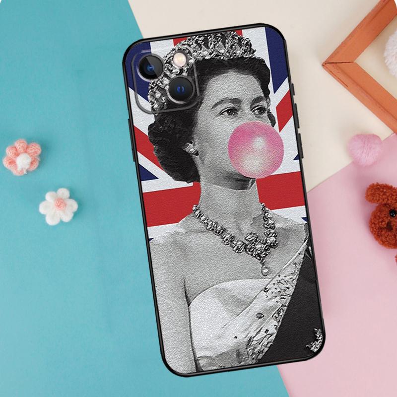 

Queen Elizabeth II Phone Case For iPhone 16 15 14 13 12 11 Pro Max Plus Mini XR 16e Funda Silicone Back Cover iPhone 16 Pro