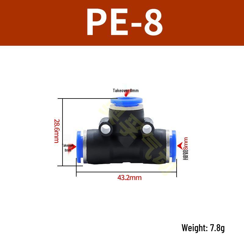Pneumatická T-redukce rychlospojka pro PE trubky (4-14 mm)