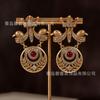 Vintage Palace Style Retro Gold Inlaid Heavy Duty Earrings With High Luxury Light Gorgeous