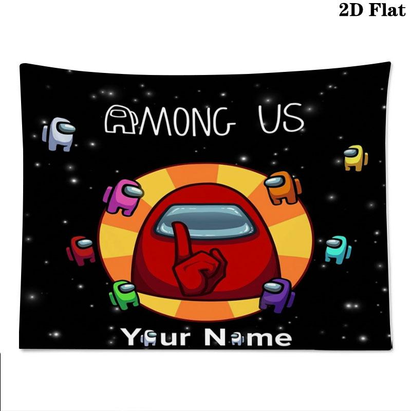 Among Us Custom Name Wall Tapestry Aesthetic Wall Hanging Printed Fabric Blanket Decorative Tapestries for Bedroom Living Room Home Decor