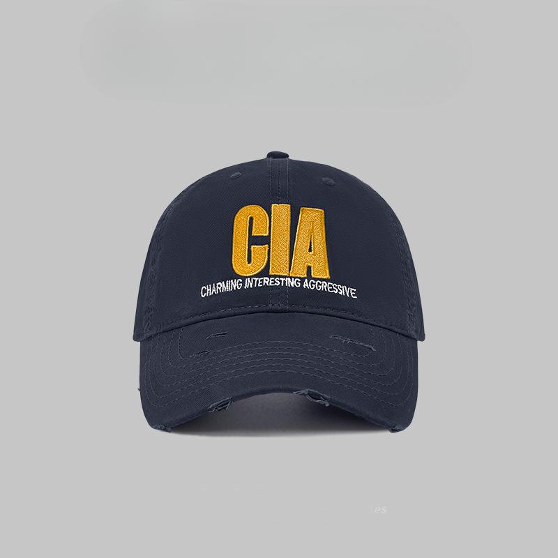 American Style Worn Out Letter Baseball Cap Women's Street Versatile Face Showing Small Duckball Cap Couple Traveling Sun Protection Leisure