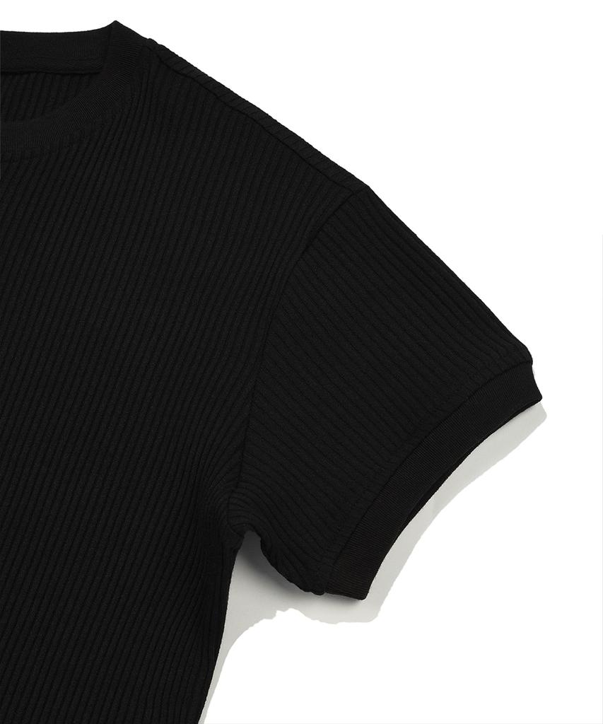 Nombeule Premium Muscle Fit Henley Neck Half T-Shirt [Black]