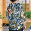 Women's Vintage Print Lace Top With Three-quarter Sleeves Top