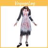 Gruseliges Zombie-Krankenschwester-Kostüm für Erwachsene mit wunderschönem Kleid und Hut für Halloween-Partys