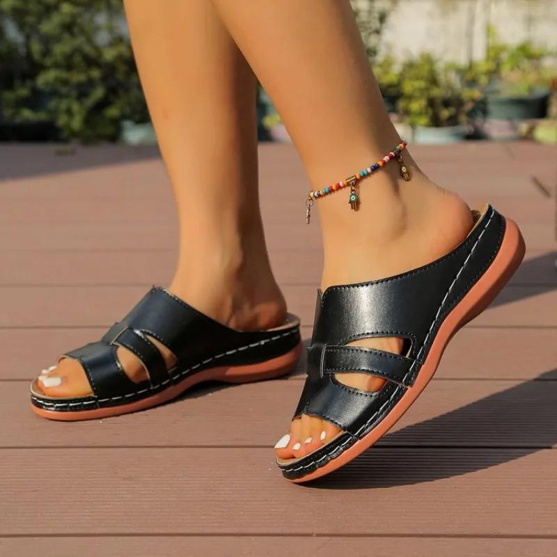 Fashion New Women Orthopedic Slippers Wedge Sandals Comfy Platform Ladies Casual Big Toe Retro Correction Sandal Plus Size 43