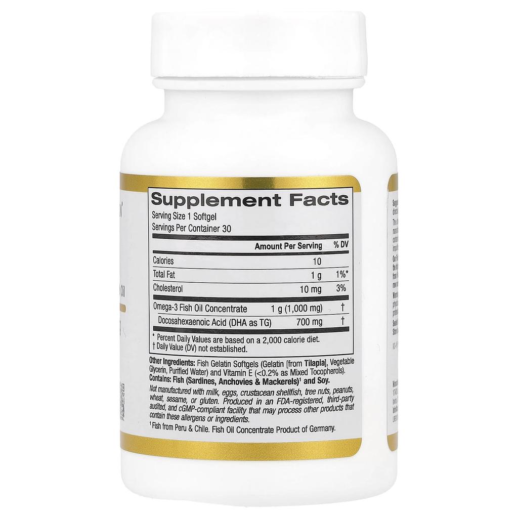 Dha 700 Fish Oil, Highly Concentrated, 1,000Mg, Fish Gelatin Softgels 30