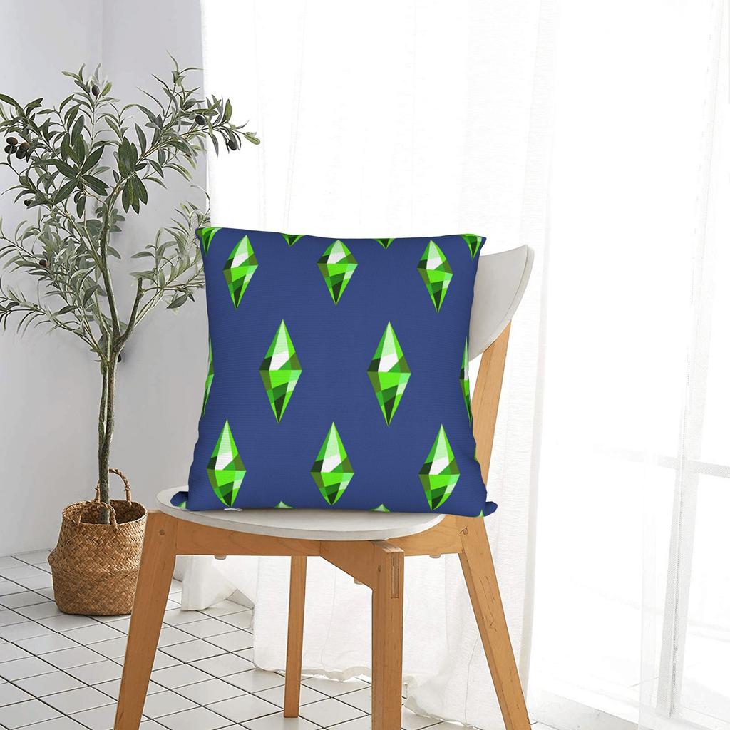 Sims 4 Plumbob Video Game Pillow Cover  Retro Trendy Pillow Case For Couch Sofa Bedroom Print Pillowcases Birthday Present