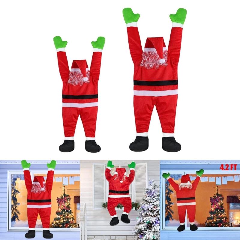 Santa Climbing Ladder Roof Clothes Ornament Suitable for Christmas Outdoor Decor