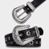 Adjustable Rhinestone Waist Belts for Jeans Glitter Belt for Woman Cowboy Cowgirl Teens Female Jeans Skirt Waistband