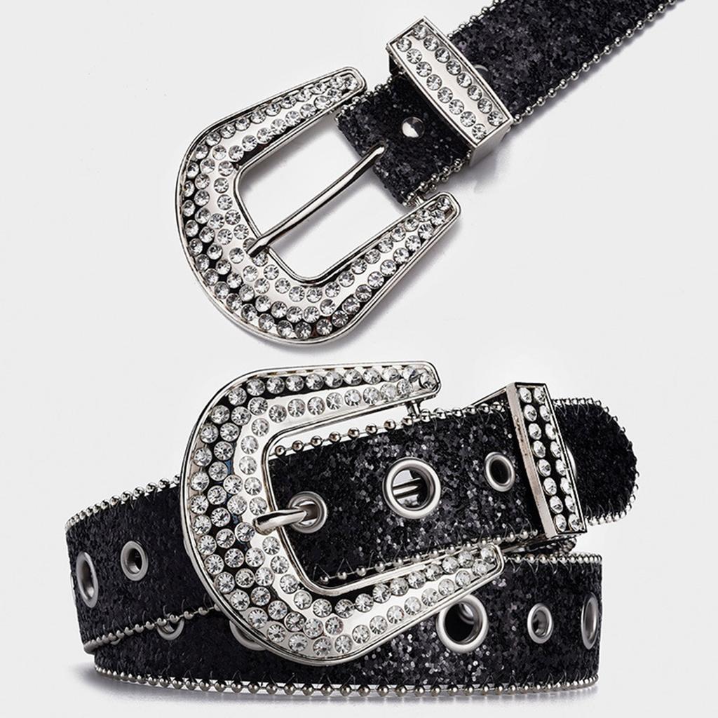 Adjustable Rhinestone Waist Belts for Jeans Glitter Belt for Woman Cowboy Cowgirl Teens Female Jeans Skirt Waistband