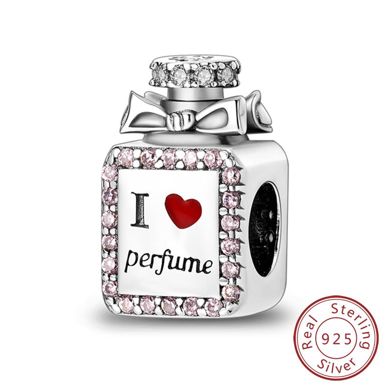 Fit Original Copper Charms Beads Bow Perfume Bottle Pink Charms For Women Fine Diy Birthday Jewelry Gifts