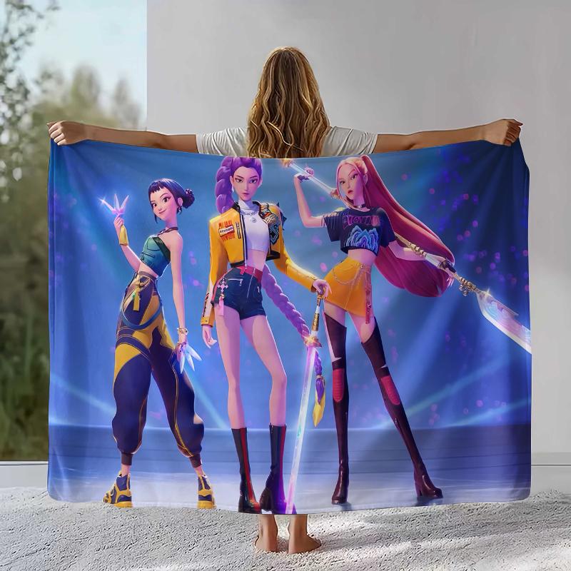 

K-Pop Demon Hunters Golden Saja Boys Flannel Blanket,Ultra Soft Warm Plush Throw for Home Bedroom Bed Sofa Cover Office picnic 75x90cm