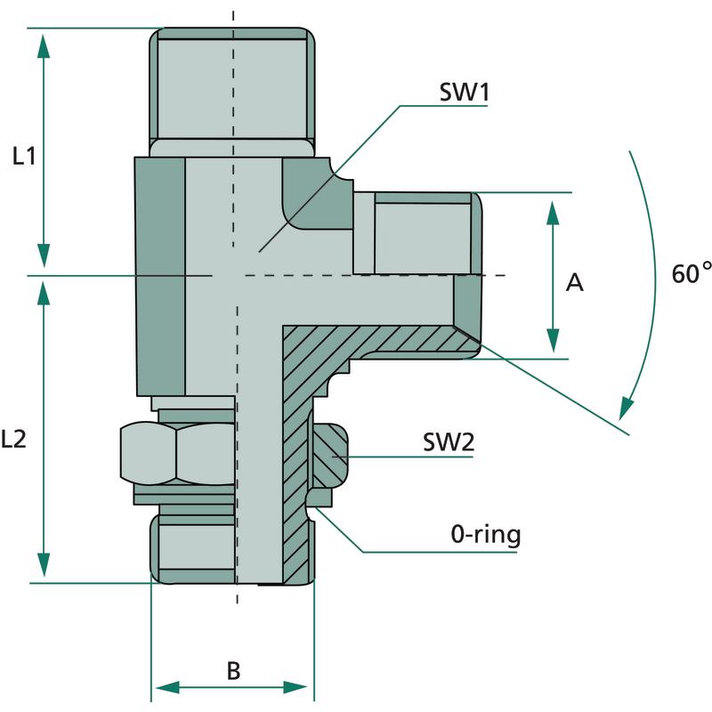 LAE G3/8" 250bar hydraulic adapter tee