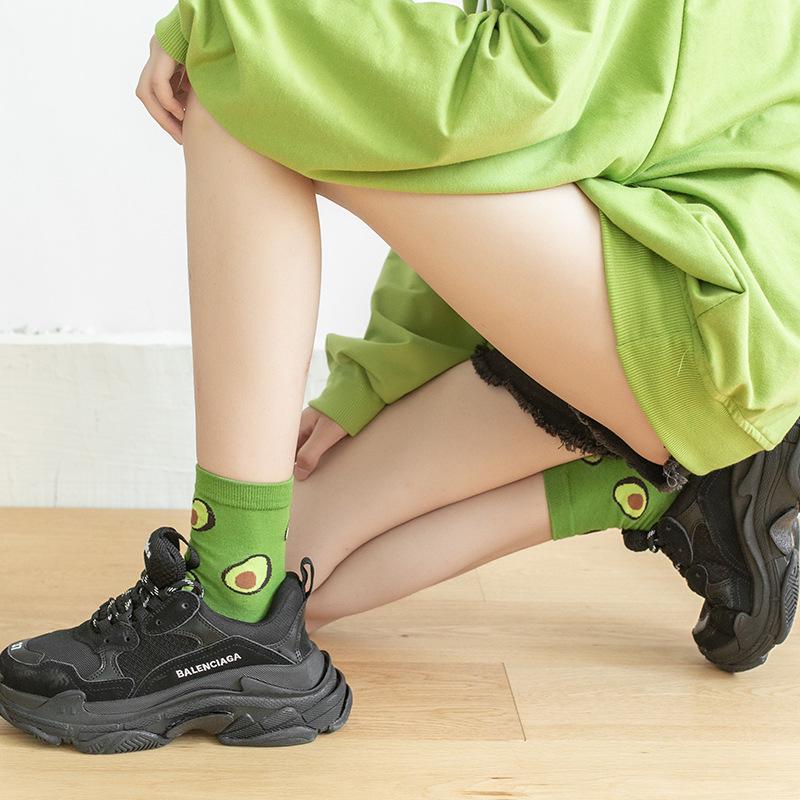 Korean & Japanese Style Women's Cute Cartoon Fruit Mid-Calf Socks for Autumn & Winter