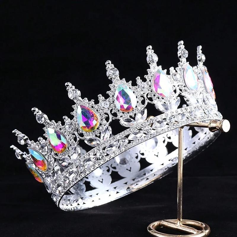 1pc Luxury Jewelry Bride Tiaras Crown Colorful Gemstones Birthday Ceremonies Photography Props Fashion Hair Accessories Crown