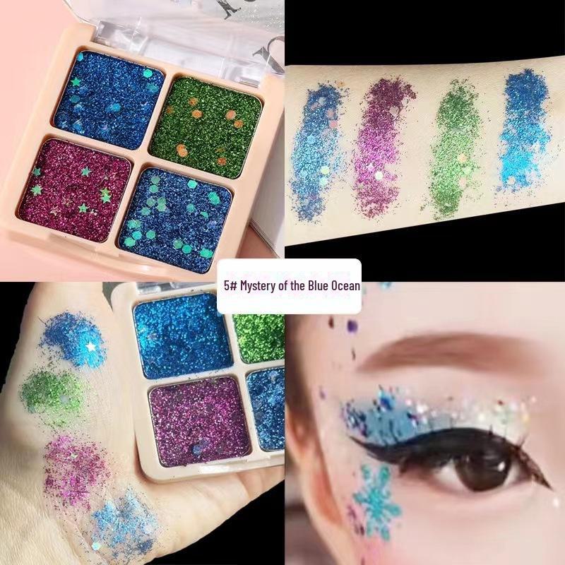 Super Shiny Crystal Eye Makeup: Four-Color Sequin Glitter Eyeshadow Gel for Shows