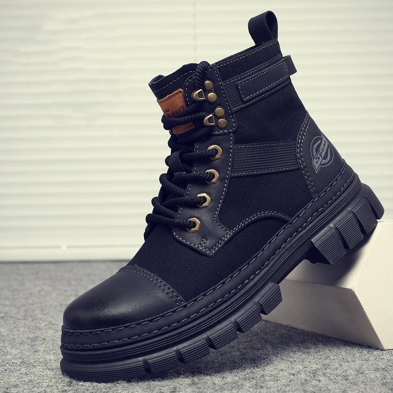 

Модные мужские роскошные модные ботинки для пустыни, дышащие туфли на платформе, ковбойские сапоги, винтажные, весна-осень, боевые ботинки для лодыжек, botas hombre 9.5 чёрный