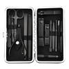 Red 18/15/12/7 Pcs Stainless Steel Black Nail Clipper Grooming Kit With Leather Travel Case Manicure Set