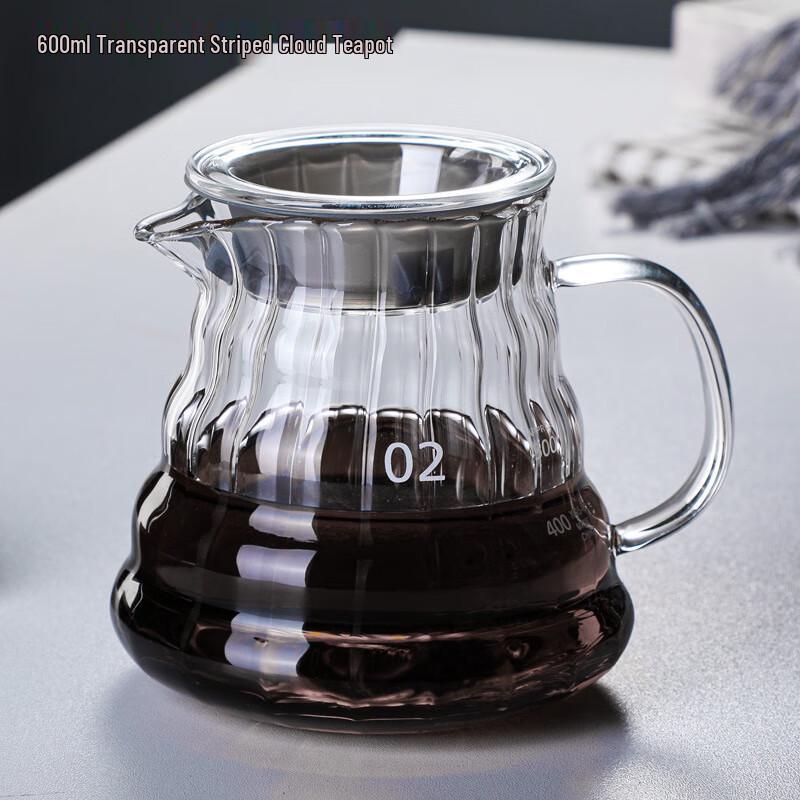 

De Ou Xingguang Striped Glass Coffee Sharing Pot