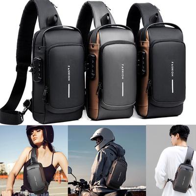 Men Multifunction Anti-theft USB Shoulder Bag Crossbody Bag Travel Sling Bag Pack Messenger Pack Chest Bag
