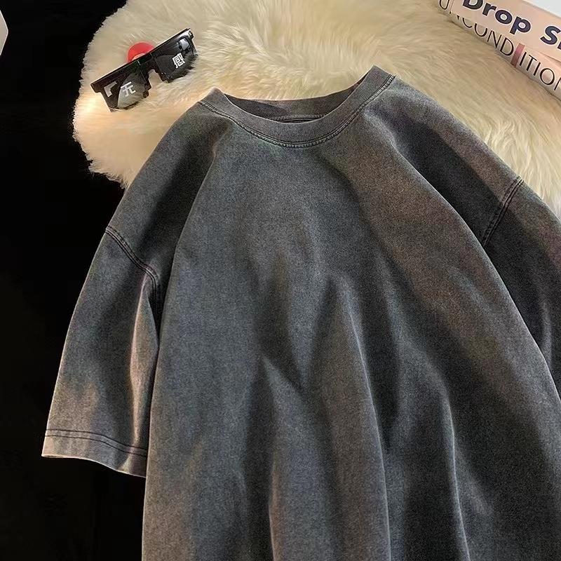 Übergroßes, säuregewaschenes T-Shirt für Damen, Vintage-T-Shirts, lässige Wash-T-Shirts, Mädchen-Retro-Luxus-Tops, T-Shirt-Kleidung