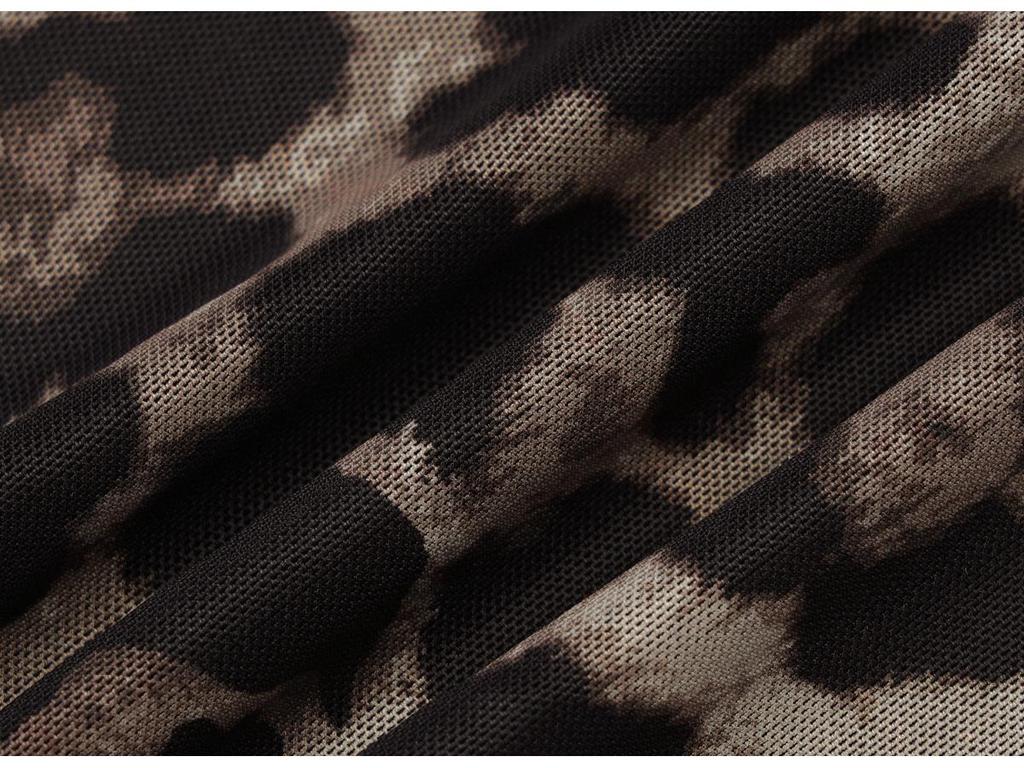 2025 European & American Women's Leopard Print One-Shoulder Semi-Sheer Long-Sleeve Top.