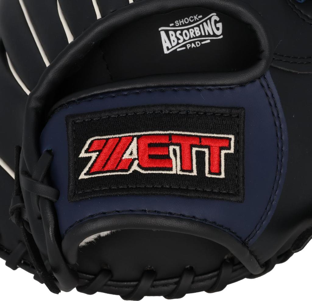 ZETT Catch Ball with Shock Absorbing Elementary School Students and Black X Ocean BDG2112VA Glove, Beginner's, Pads, 11.5-inch (for Up), Right-Handed