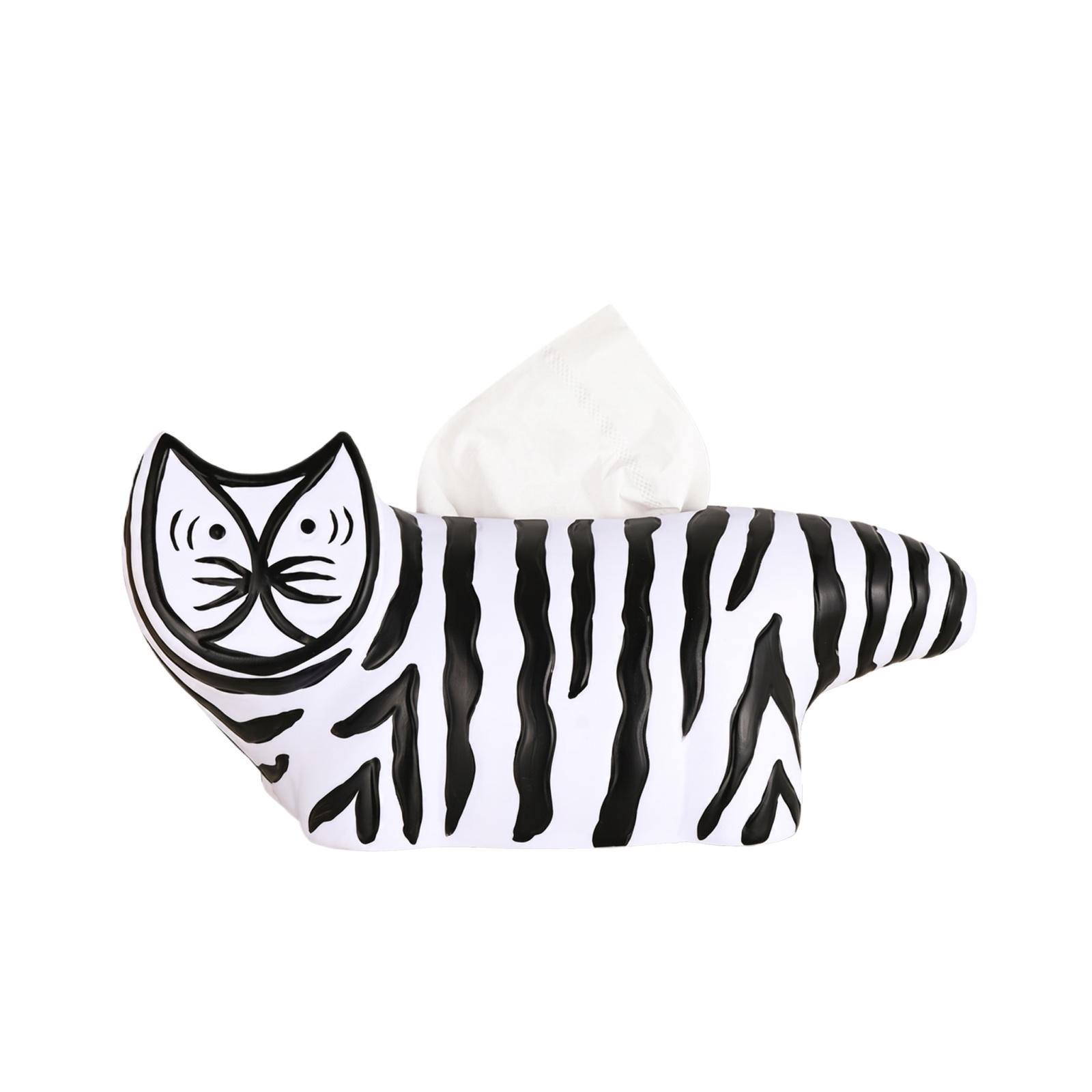 

Creative Zebra Pattern Cat Tissue Box Cover Decorative Desktop Ornament for Home Office Unique Animal Shape Tissue Holder one size