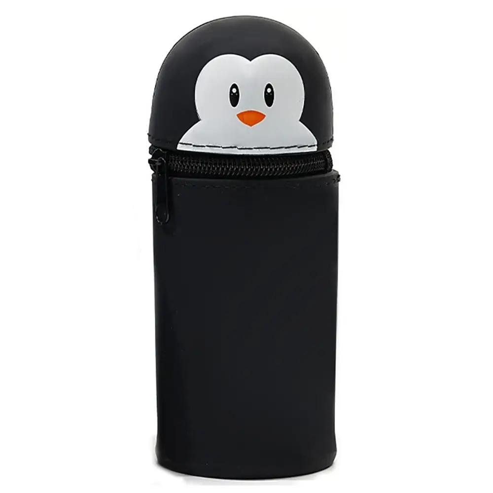 Cartoon Animal Foldable Silicone Pencil Case Flexible Desk Organizer Stationery Storage Bag Cute Folding Pen Pouch Organizer