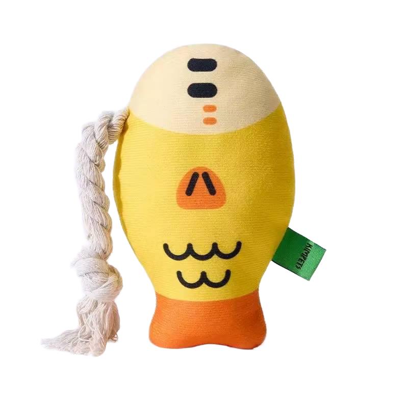 

Cute Fish Shaped Squeaky Dog Toy, Durable Rope Tail Plush Chew Toy for Dogs, Interactive Puppy Teething Toy жёлтый