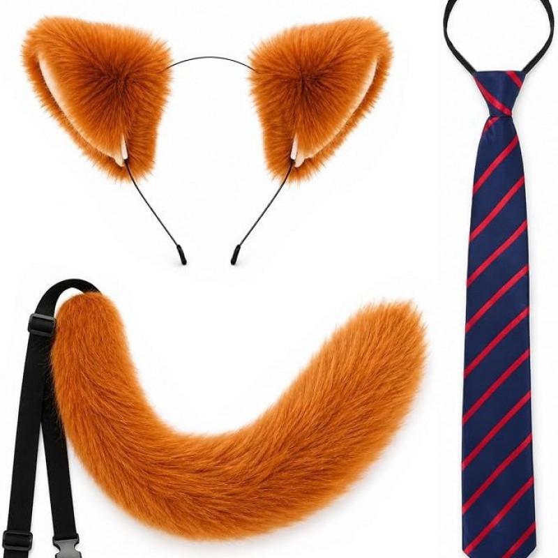 Furry Animal Ear Headband Tail Set Cosplay Costume Accessory Anime Convention Party Adult