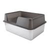 Stainless Steel Litter Pan Splash Proof Large Open Top High Side Litter Pan with Scoop Large Black