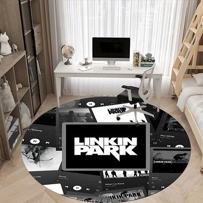 1 Stück Linkin Park Büro Runder Teppich, Unter Bürostühlen Schlafzimmer Wohnzimmer Heimdeko, Raumdeko a1016302
