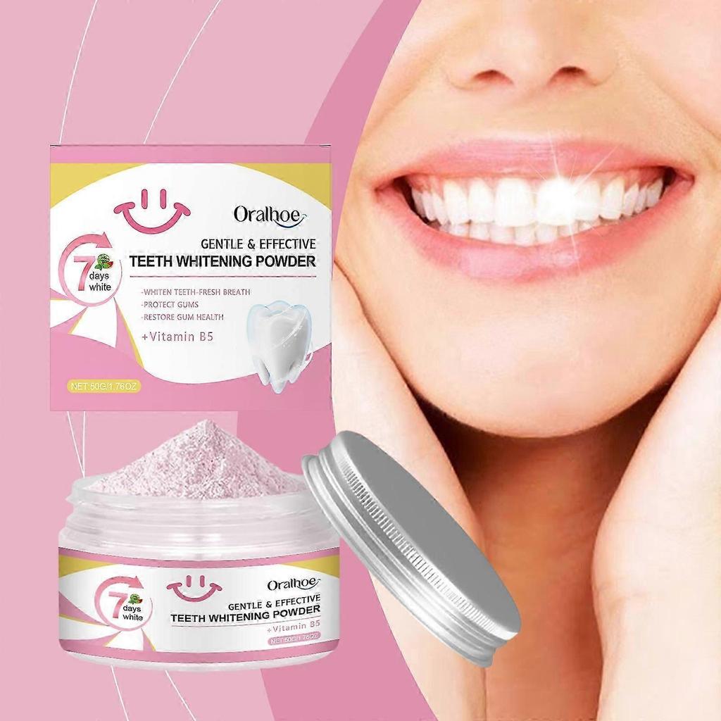 Oralhoe tooth powder gently cleanses yellow teeth, plaque, and odors, providing a clean and refreshing daily care for beautiful teeth