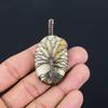 Tree Of Life Fossil Coral Gemstone Pure Copper Wire Wrapped Handmade Pendant Jewelry