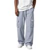Men's Casual Straight Leg Cargo Pants with Ice Silk Fabric for Summer Wear