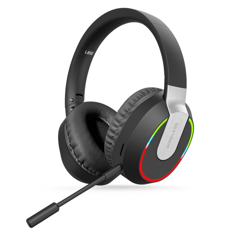 

L850 Over-ear Wireless Bluetooth-compatible 5.1 Headset RGB Light E-sports Gaming Headphone Support TF Card Black