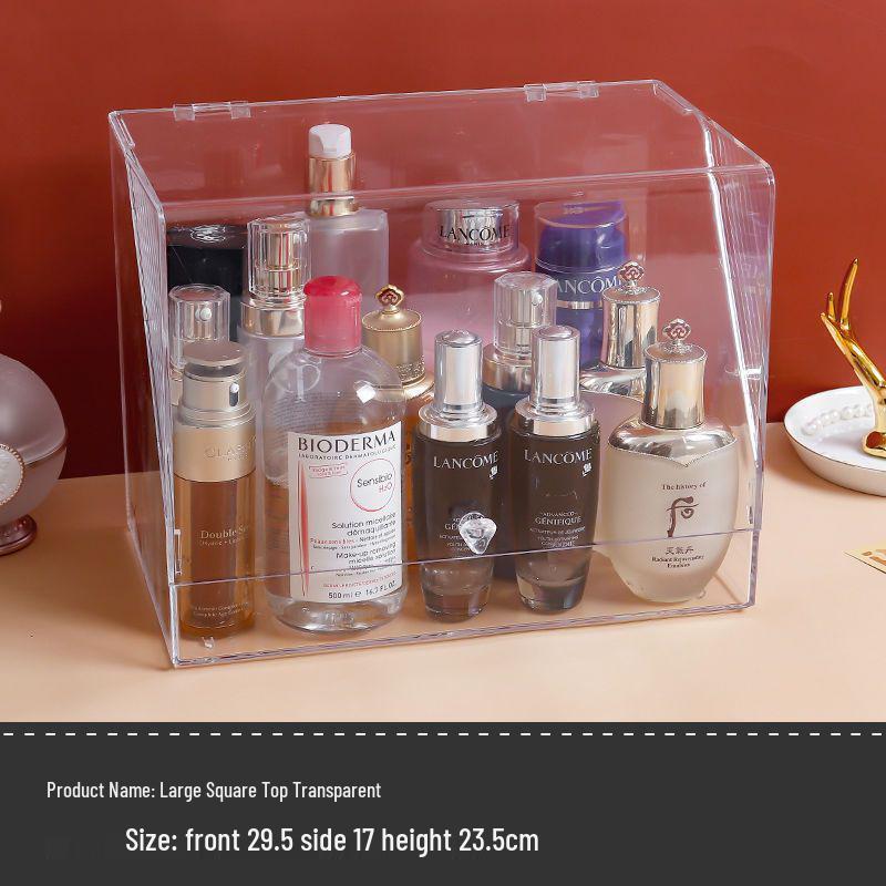 Organizator cosmetic transparent rezistent la praf cu capacitate mare pentru rujuri și produse de îngrijire a pielii