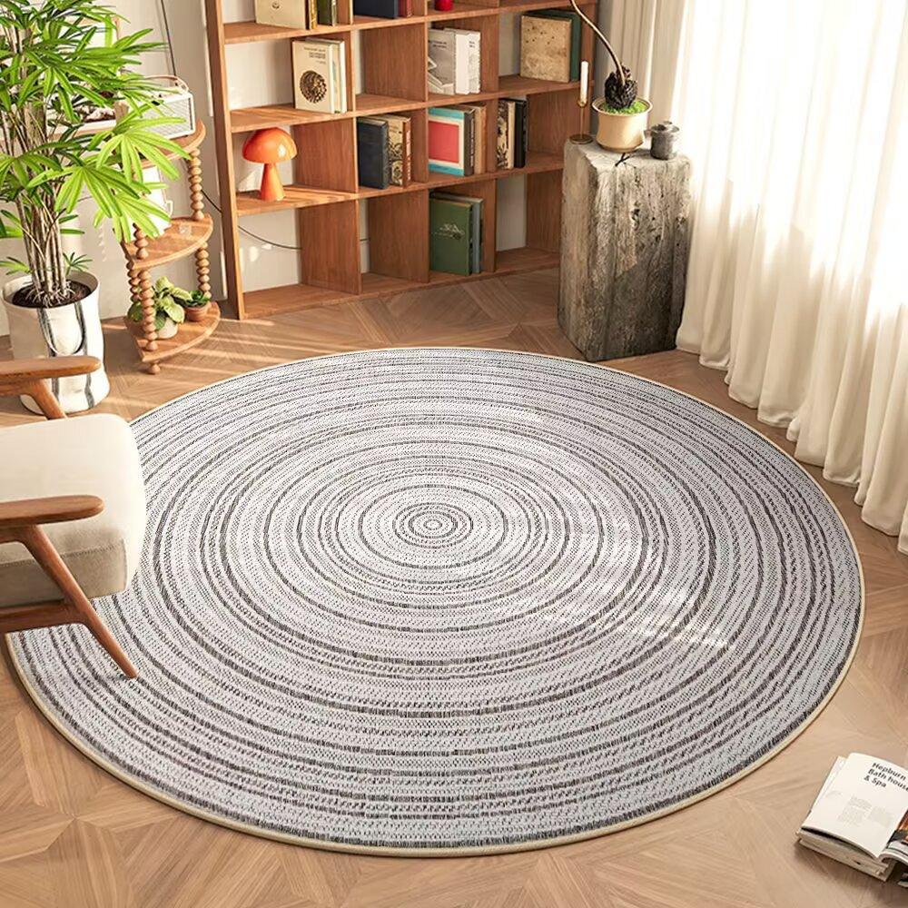 Minimalist Home Round Carpet Textured Surface Print Mat Boho Living Room Study Bedroom Kitchen Indoor and Outdoor Non-slip Rug