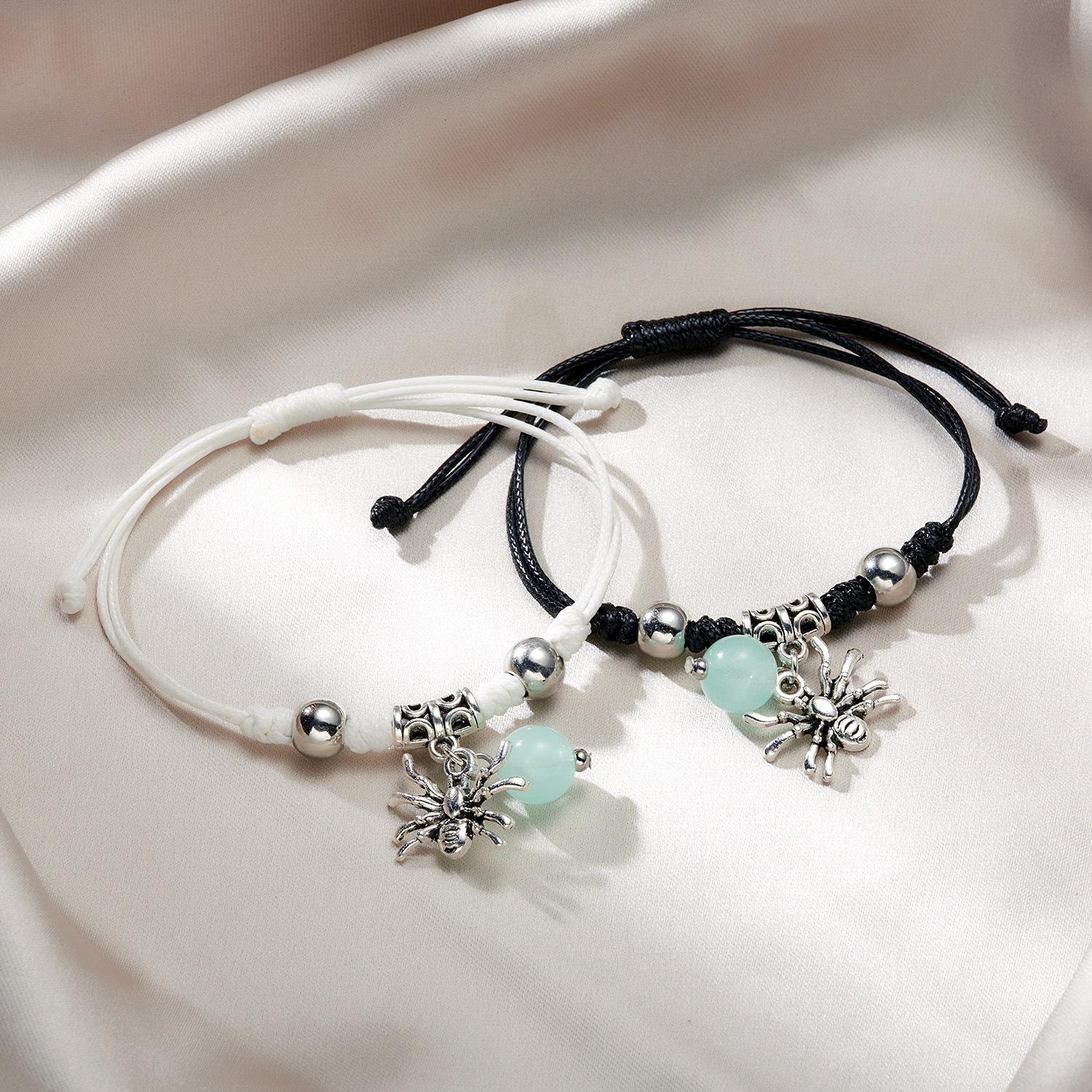 Spider Matching Friendship Bracelets for Couples Spider Charm Bracelets Magnetic Friendship Bracelets for 2 Halloween Bracelets Adjustable