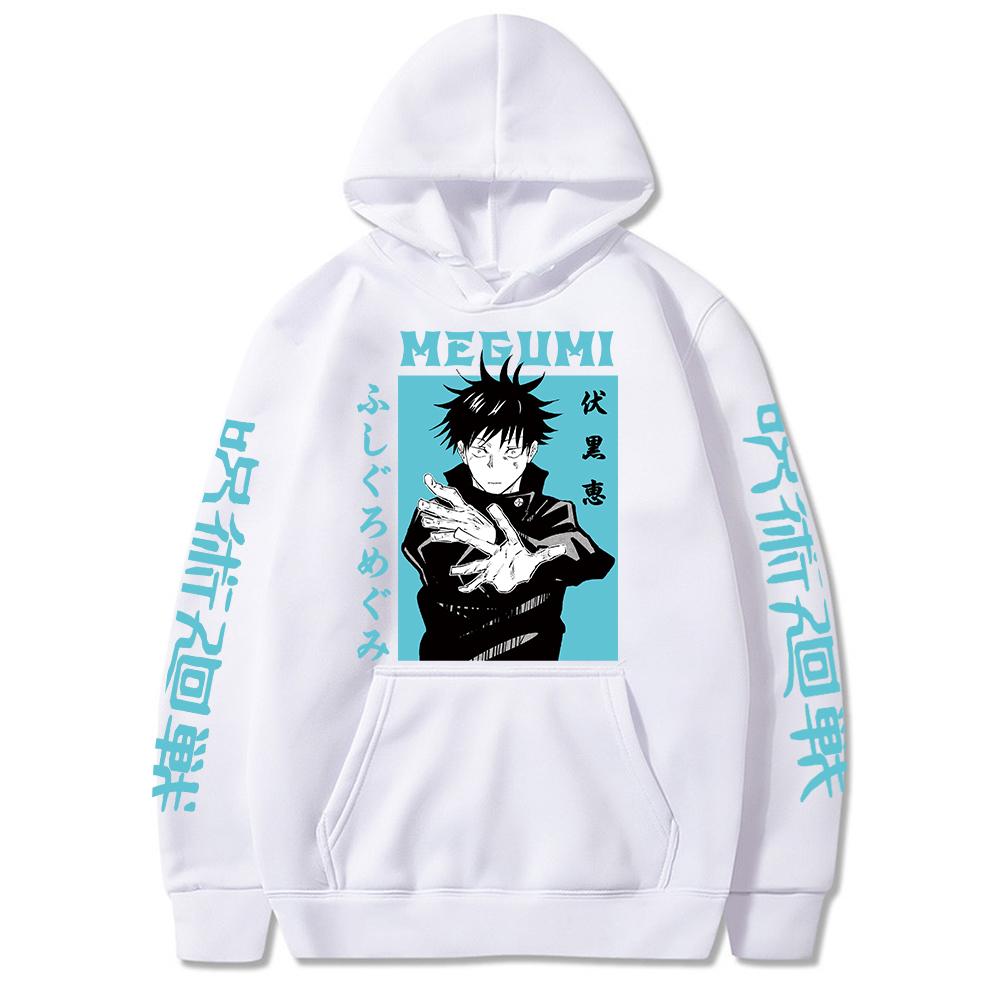 Jujutsu Kaisen Megumi Anime Grafické Mikiny Vintage Oversized Mikina s Kapucí Hip Hop Dlouhý Rukáv Mikina Pánská Dámská Oblečení