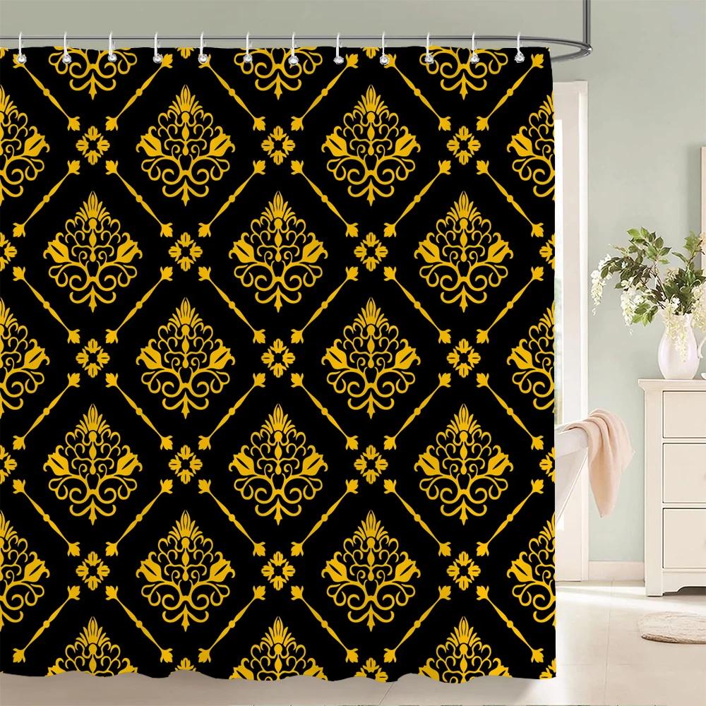 1 Pcs simple printing polyester shower curtain waterproof fabric, European elegant pattern bathroom partition curtain