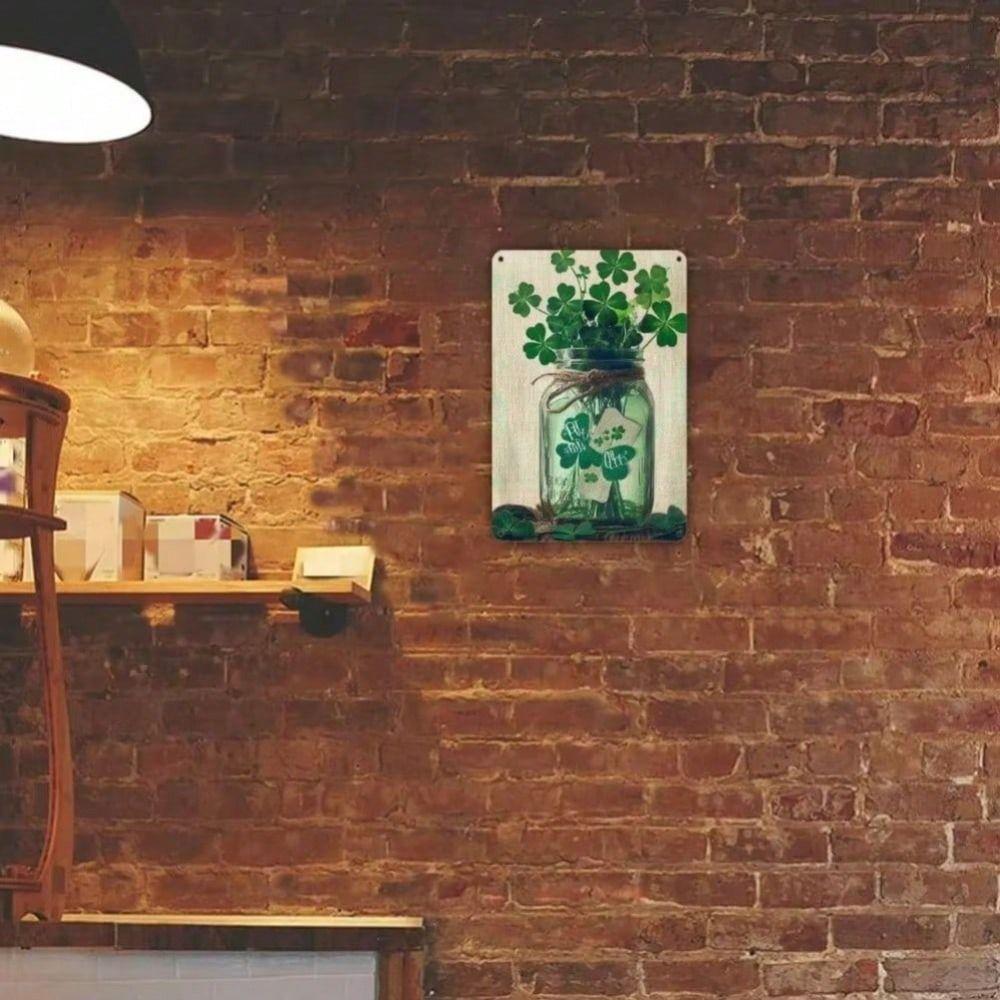 Green Clover Metal Wall Poster Holiday Decor Gift
